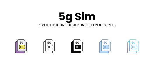 5g Sim vector icons set stock illustration