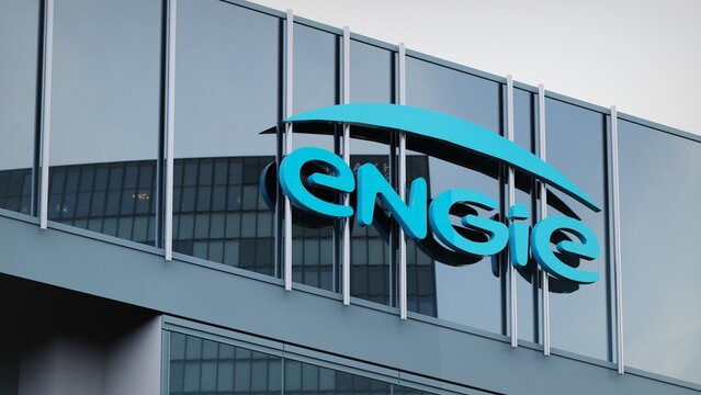 Edinburgh, UK - May 3, 2022 ENGIE only editorial Stock information on the logo of the office facade