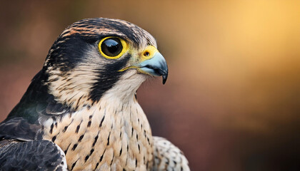 Fototapeta premium Close-Up of a Falcon, Capturing Its Sharp Beak and Powerful Gaze
