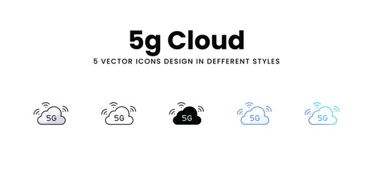 5g Cloud vector icons set stock illustration
