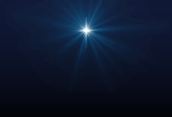 Christmas star of the Nativity of Bethlehem, the Nativity of Jesus Christ in the shape of a glowing cross in the night sky. Template for New Year and Christmas holiday projects.
