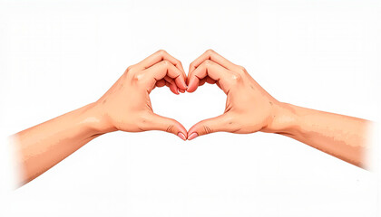 Obraz premium Two hands forming heart shape gesture on white background