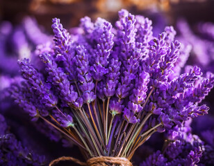 Fototapeta premium Close-Up of a Lavender Bunch with Fresh Blooms and Aromatic Appeal