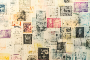 Fototapeta premium Background with various stamps in passport. Travel texture in the form of stamps in passport 