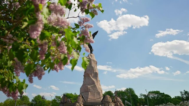 Russalka Memorial against the summer sky.