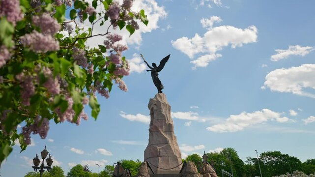 Russalka Memorial against the summer sky.
