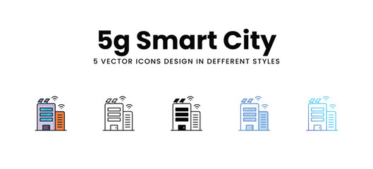 5g Smart City vector icons set stock illustration