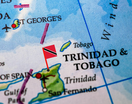 trinidad and tobago country map and flag