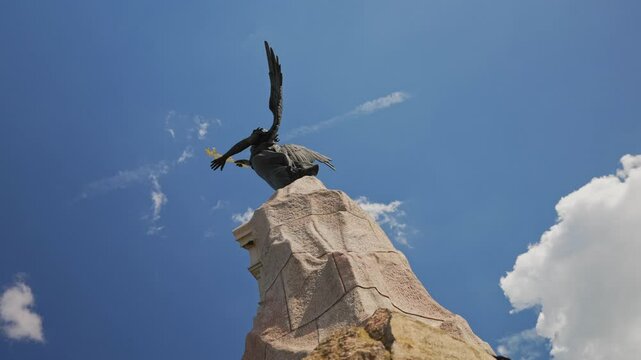Russalka Memorial against the summer sky.