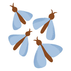 little blue butterflies on transparant background