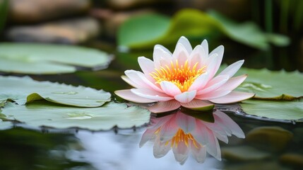 Water Lily in Bloom, a Symphony of Serenity