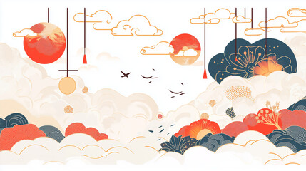 cloud, Japanese New Year decorations,  traditional motifs