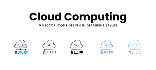 Cloud Computing vector icons set stock illustration