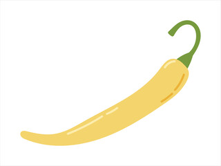 Vector flat illustration of yellow sweet bell pepper isolated on white. Fresh natural vegetables.