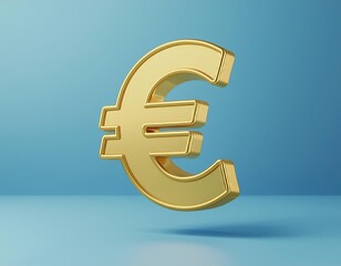 Obraz premium 3D golden Euro symbol against a blue background