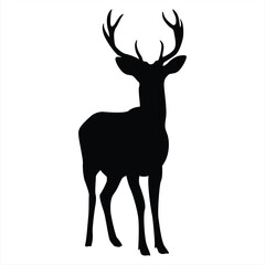 Stag Standing Silhouette: Minimalist Vector. Collection of Deer Pose. Perfect for Logo, Design, and More.