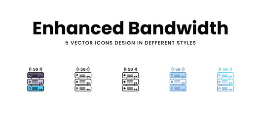 Enhanced Bandwidth vector icons set stock illustration