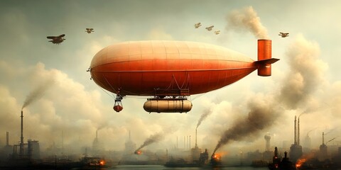 Fototapeta premium Cargo zeppelins dirigible freight convoys and advanced lighter than air technology navigating an expansive