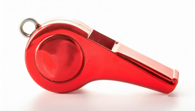 Steel metal red candy whistle isolated over white background. ai generated