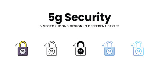 5g Security vector icons set stock illustration