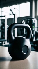 black kettlebell in a gym