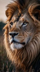 Fototapeta premium Close up photo of a lion in Africa 
