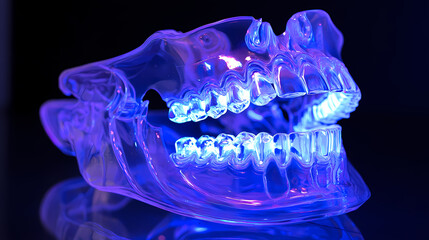 Glowing Transparent Jaw Model with Illuminated Teeth