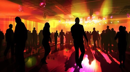 Silhouettes of People Dancing in a Nightclub.