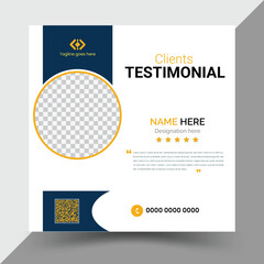 Customer feedback testimonial social media post and banner template. Client testimonial and social media post and banner design template with multiple colours with a variety of design