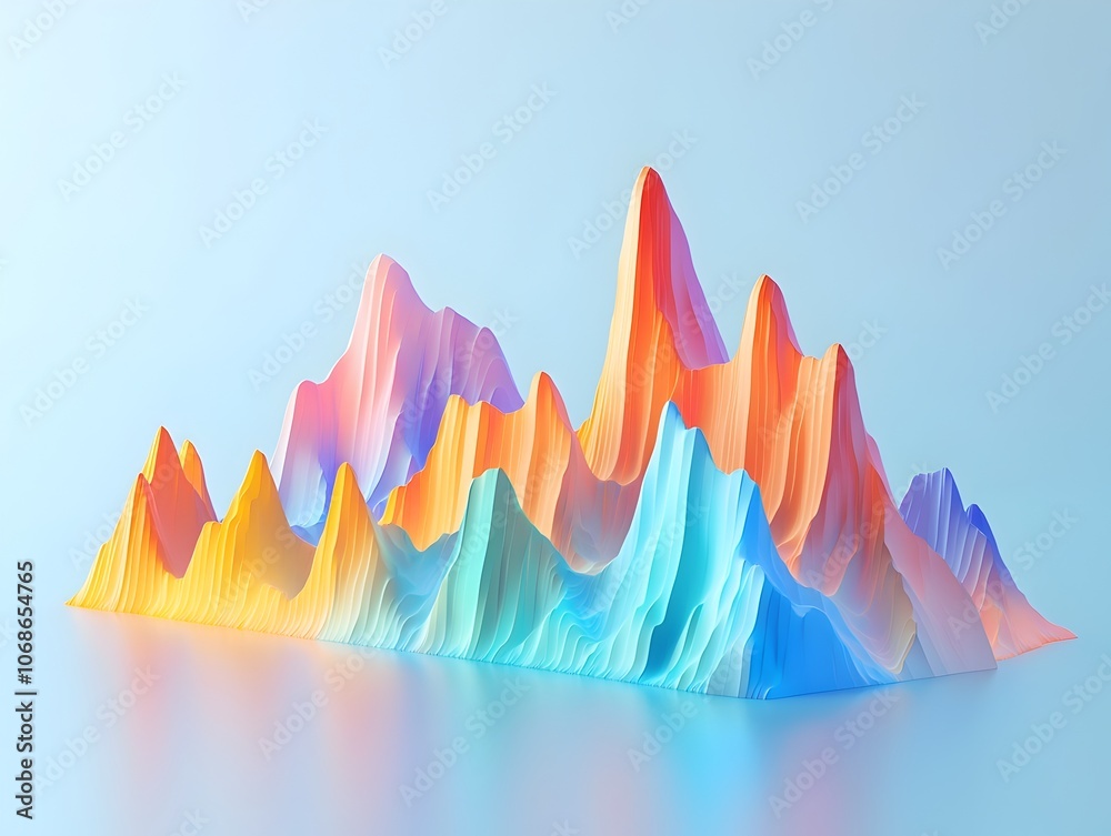 Poster captivating 3d data graph representing emotional highs and lows in customer feedback color coded sen