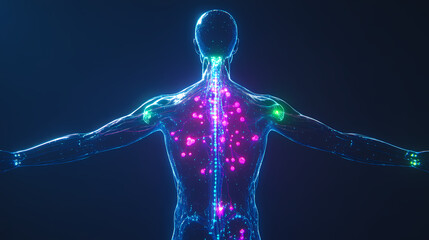 Glowing Lymphatic System Visualization in Transparent Style