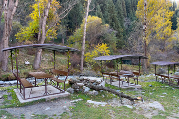A place of rest near the river with gazebos