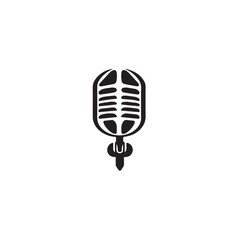 Fototapeta premium Microphone In cartoon, hand-drawn flat style. image for social media, websites and UI. Isolated 2D vector design in logo, icon, sketch style, simple line vector, single color. AI Generative Art.
