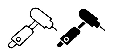 Dental drill icon in black outlined and solid.