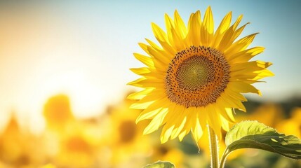 Obraz premium A Single Sunflower in a Field of Gold