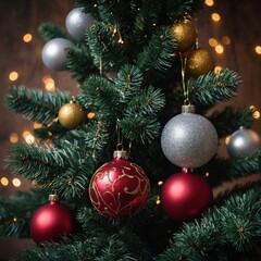 Fototapeta premium The Christmas tree shines with love and joy