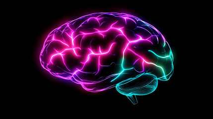 Translucent Brain with Glowing Neural Pathways