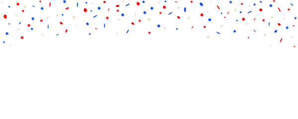 Multicolored confetti with stars on transparent background. Festive confetti for background, cards, banner, poster.