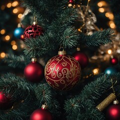 Fototapeta premium The Christmas tree shines with love and happiness