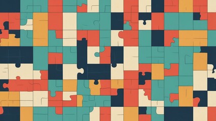 Abstract puzzle background in retro colors