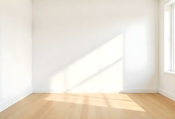 Wooden floor with a plain white wall and natural light from a window.