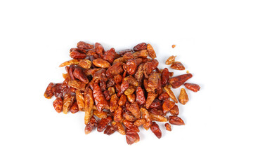Bird's eye chilies on a white background