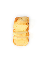Sliced brioche on a white background