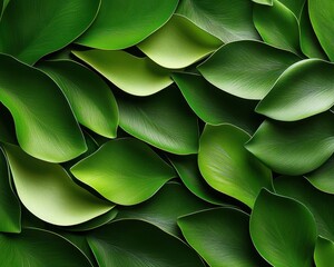 Naklejka premium A vibrant display of lush green leaves, showcasing natural textures and shades, perfect for nature-themed projects.