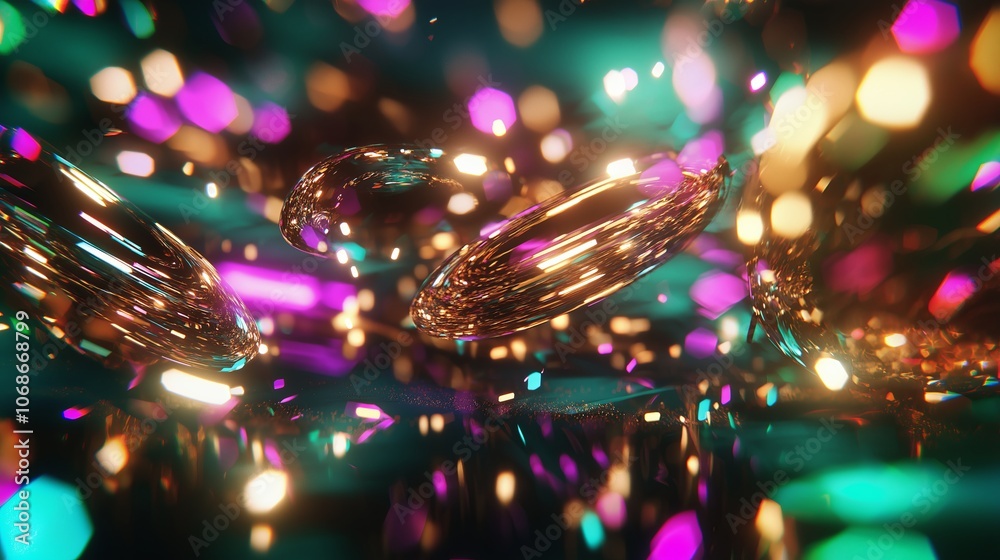 Poster close-up of glitter particles sparkling in light