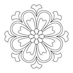 Abstract geometric flower wallpaper mandala design colouring book page, tattoo design, vector file