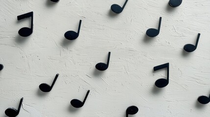 Tiny musical notes in black on white