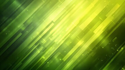 Obraz premium Abstract green and yellow background with diagonal lines and glowing particles.