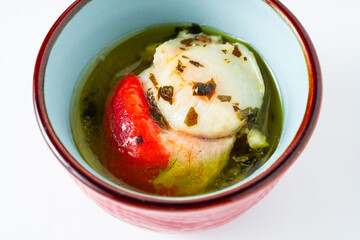 scallops fried in oil. close up. cooking recipe