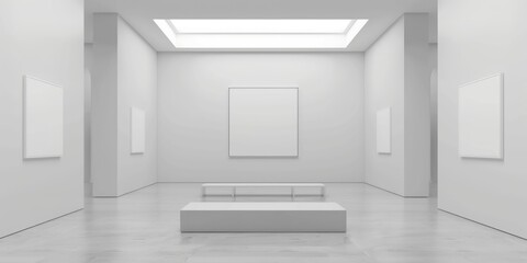 Fototapeta premium installation blank white frame gallery space